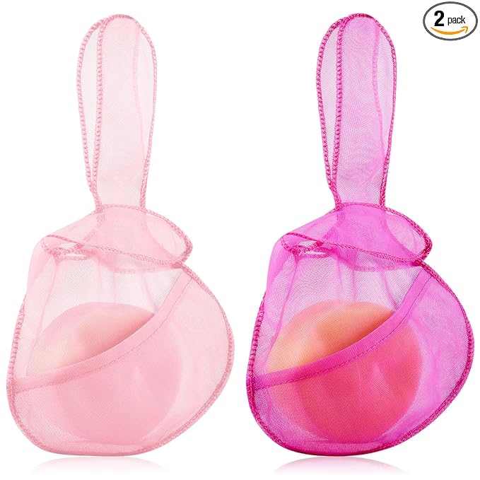 Nuanchu 2 Pcs Shampoo Bar Holder Bag Soap Saver Bag Beauty Shampoo Conditioner Bar Pouch Rabbit Shape Travel Soap Holder Loofah Bubble Foam Net Savers(Light Pink, Rose Pink,S)