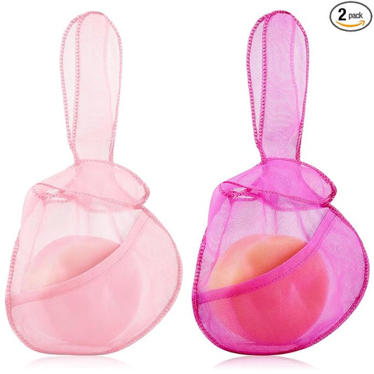 Nuanchu 2 Pcs Shampoo Bar Holder Bag Soap Saver Bag Beauty Shampoo Conditioner Bar Pouch Rabbit Shape Travel Soap Holder Loofah Bubble Foam Net Savers(Light Pink, Rose Pink,S)