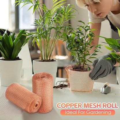Copper Mesh Rodent Control Kit - 5 in x 35 ft Copper Mesh Roll, Rust Proof Rodent Proof Wire Mesh, DIY Mice Defensive Mesh for Pest Bat Bird Snail and Rodent Control