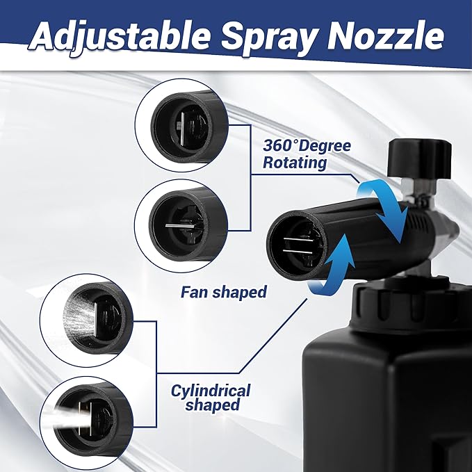 PWACCS Dual Foam Cannon with Pressure Washer Short Gun, Dual Connector Accessory, Car Wash Foam Gun Kit with 1/4" Quick Connector, 5 Sprayer Nozzles, 1.5 Liter, 5000 PSI