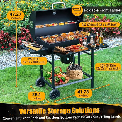 Barrel BBQ Grill Kit with Steel Charcoal Bucket & 120 Rolls