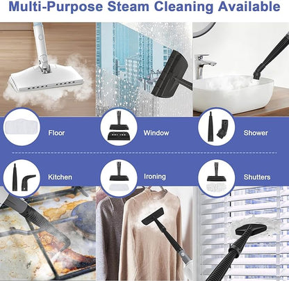 6-in-1 Steam Mop, 1200W Rotated Steam Cleaner for Home, 2 Modes, 400ML Removable Tank, 23FT Power Cord, 2 Pads, Multi-Surface Steamer for Hard Floor, Laminate Floor, Tiles Cleaning (Light Blue)