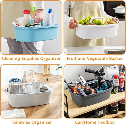 Goderewild Multi-Purpose Plastic Cleaning Caddy with Handle, Shower Caddy Organizer/Storage Basket/Totes Portable for Bathroom Supplies, Cleaning Products, Under Sink Tool, Housekeepers (Grey)