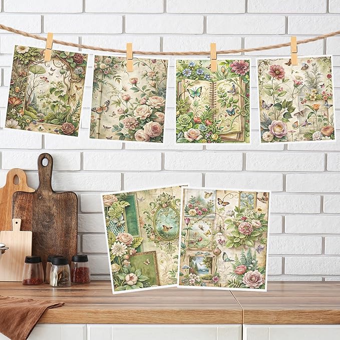 Floral Swedish Dishcloths for Kitchen, 6 Pack Vintage Reusable Dish Paper Hand Towels Housewarming Gifts, Spring Absorbent Dish Rags for Home Cooking Cleaning