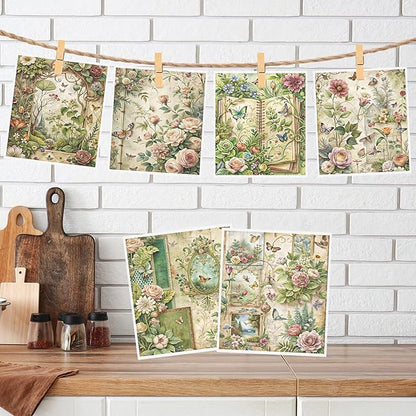 Floral Swedish Dishcloths for Kitchen, 6 Pack Vintage Reusable Dish Paper Hand Towels Housewarming Gifts, Spring Absorbent Dish Rags for Home Cooking Cleaning