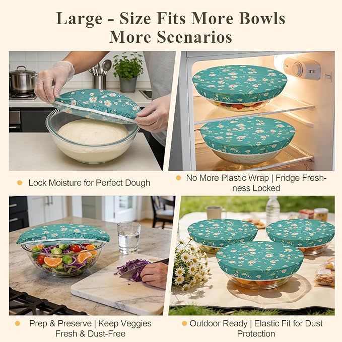 3 Pack Beeswax Bowl Covers Reusable (12 Inch Large),Bowl Covers for Bread Proofing,Elastic,Natural Beeswax Organic Cotton,For Sourdough Proofing,Large Containers&Food Storage