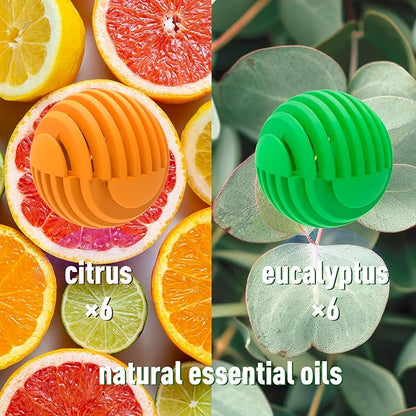 Shoe Deodorizer Balls, Sneaker Odor Eliminator, Long-Lasting Air Freshener for Cloest Car Lockers Drawer Gym Bags, 12 Pack- Eucalyptus Citrus Scent