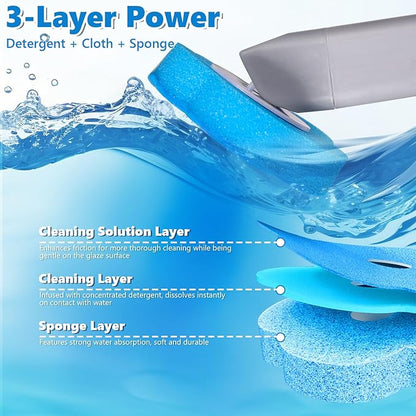 Disposable Toilet Brush Cleaning System, Disposable Toilet Cleaner Wand and Holder Set with 60 Toilet Wand Refills, Extended Handle for Toilet Bowl Cleaners, Bathroom Cleaning, Bathtub