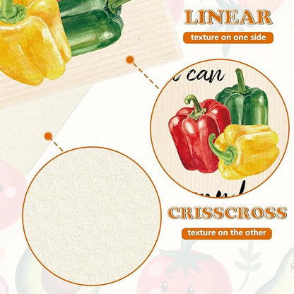 Whaline 12 Pcs Vegetable Swedish Dishcloths Cotton Kitchen Towels Reusable Absorbent Dish Towels for Home Party Housewarming Cleaning, 6.7 x 7.7 Inch