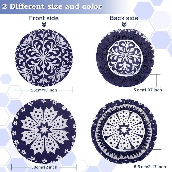 2 Large Reusable Beeswax Bowl Covers for Bread Proofing, 10/12 Inch Elastic Beeswax Wraps Cotton Cloth Sourdough Bowl Covers for Proofing Baskets, Mixer Bowls, Food Storage Containers