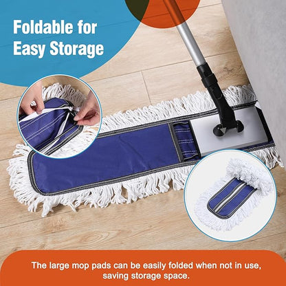 36" Microfiber Mop Pads 2 Pieces Just Fit CLEANHOME Industrial Dust Mop: B08R3F1ZZM,Blue