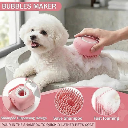 19PCS Dog Bath Kit & Dog Brush Kit for Dogs & Cats - Professional Pet Grooming Tools Set with Shedding Brush, Bath Scrubber, Dematting Comb & Storage Bag - Complete Dog Washing Essentials, Pink