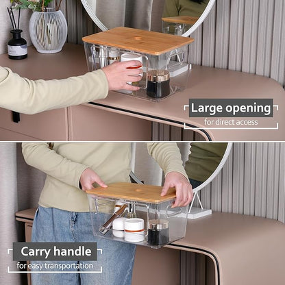 iEGrow 3 Packs Trash Bag Holder,Stackable Trash Bags Dispenser with Bamboo Lid,Extra Large Garbage Bag Holder for Kitchen, Laundry Room,Under Sink Storage Organization