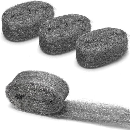 16.4 Inch x 3.54 Inch Steel Wool Fill Fabric, Steel Wool Blend Hardware Cloth Gap Blocker for Hole Wall Cracks Vents (4 Rolls)