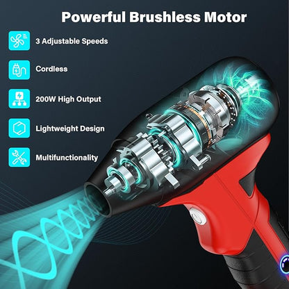 Cordless Jet Blower for Milwaukee 18V M18 Battery, 130000 RPM Handheld Dust Blower with 4 Speeds & Nozzles, Portable Air Blower for Patio, Leaf, Camping & Car Cleaning