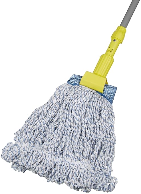 Amazon Basics Loop-End Rayon Finish Commercial String Mop Head for Floor Cleaning, 5 Inch Headband, Medium, 12-Pack