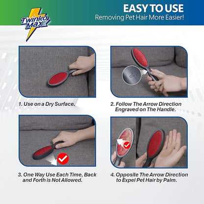 Twinko Max Lint Brush, Lint Remover, Pet Hair Remover, Clothes Brush, Magic Lint Remover Brush, Sheet and Carpet Cleaning Brush, 2-Sided and Reusable, No Need Lint Roller Refill.