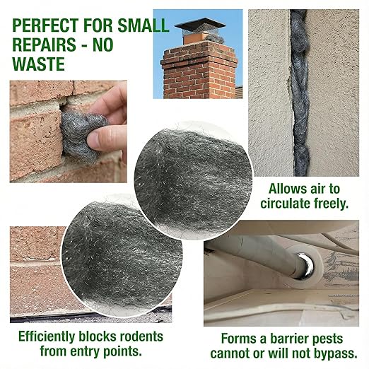 Fine Steel Wool Strips for Rodent Barrier and Hole Filling – Non-Rust Steel Wool for Gap Sealing, Garage Door Space Filling, and Home Maintenance – 14.2" x 3.1", 4 Pack