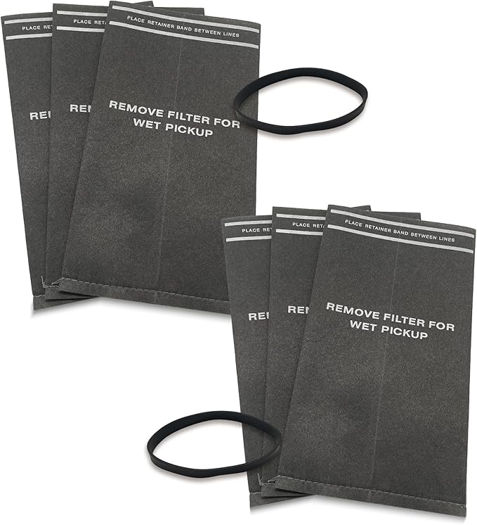 6 Pack 9-38737 Dust Cloth Filter Bag Wet Dry Vacuum Bags for Craftsman 2 to 2.5 Gallon Shop Vacuums and Powerhead Bucket Vac, 6 Shop Vacuum Bags With 2 Retaining Bands
