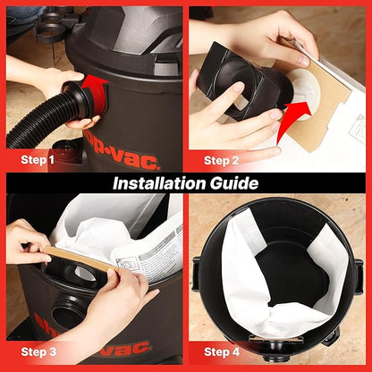 Shop-Vac 9066133 Disposable Filter Bags, Fits 5-9 Gallon Vacs, For Dry Pick-Up Only, White Paper, (3-Pack)