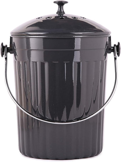 Natural Home Molded Bamboo Charcoal Compost Bin, 1 gallon, Charcoal