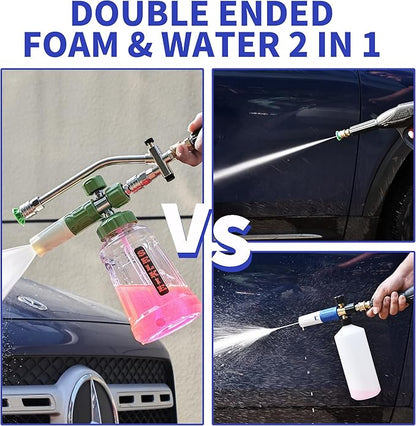 Selkie Foam Cannon with Double Tip Attachment,Adjustable Pressure Washer Foam Blaster with with Dual-Connector Accessory,5 Power Washer Sprayer Nozzles, 1/4" Quick Connect, 3600 PSI