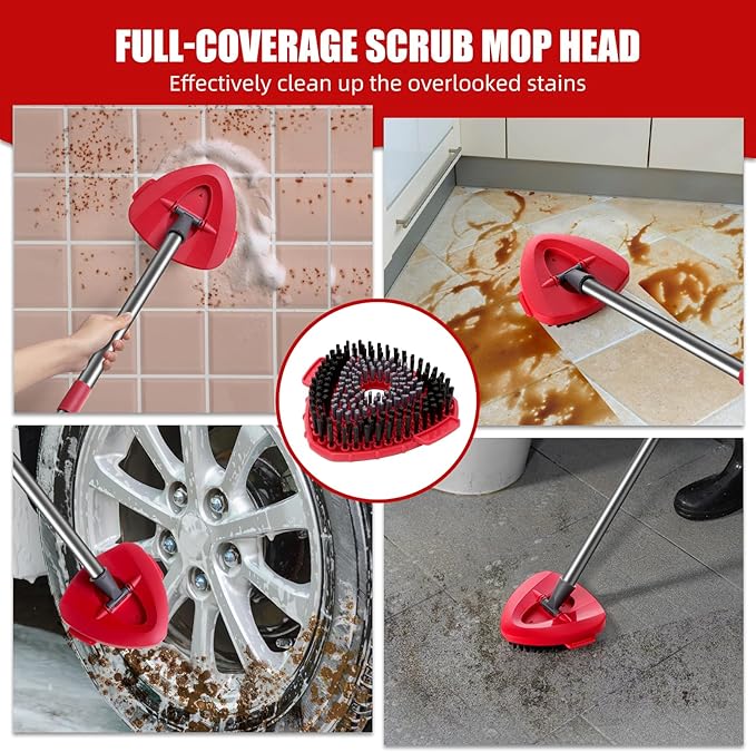 4 Pack Microfiber Mop Replacement Heads Compatible with Ocedar EasyWring 1-Tank System - Includes 1 Mop Scrub Brush Head, 1 Mop Base, Easy Cleaning Mop Head Refills (White)