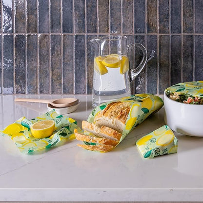 Bee's Wrap - Limited Edition - Beeswax Wraps for Food - 3 Pack of Assorted Beeswax Wraps - Small, Medium & Large Wrap - Plastic Free Made in USA Reusable Natural Food Wrap - Fresh Squeeze Print