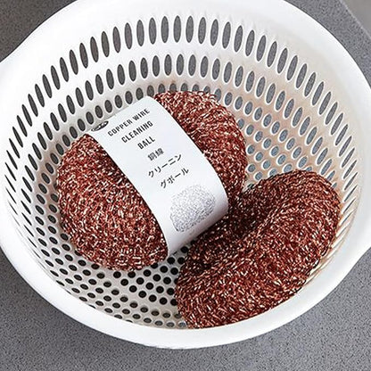 2 Pieces Copper Scrubber for Pots and Pans, Copper Wire Kitchen Scrubber, Woven Double Layers for Extra Strength, Kitchen Copper Ball Cleaning Brush