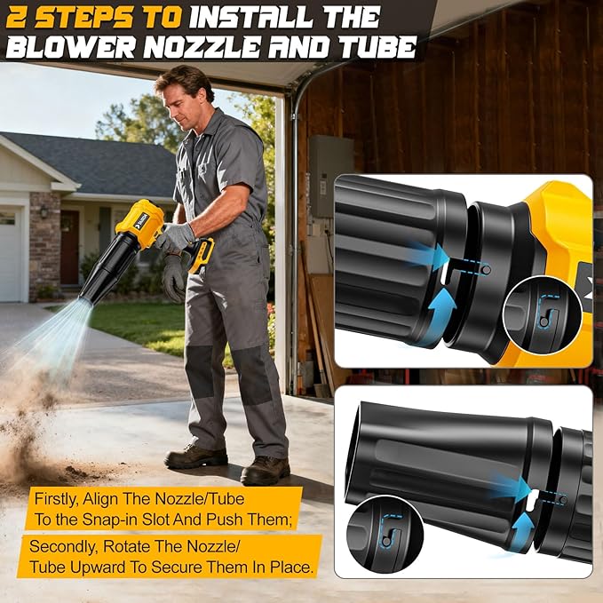 Cordless Leaf Blower Compatible for Dewalt 20V Battery(NO Battery), Mini Turbo Jet Blower with 2 Nozzles, Lightweight & One-Hand Use, for Patio Garage Yard Shop Cleaning Car Dryer(Tool Only)
