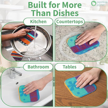 Reusable Dish Scrub Pads (8 Pack) – Non-Scratch Kitchen Scrubbers for Dishes, Pots & Pans – Sponge Alternative, Long-Lasting, Washable & Value Pack