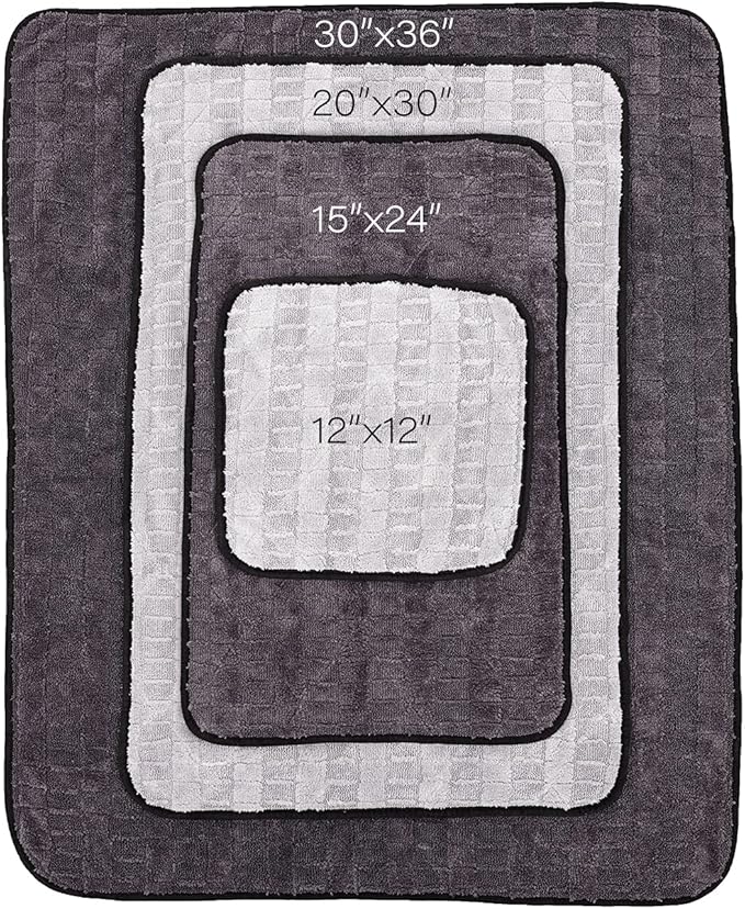 The Rag Company Gauntlet Car Drying Towel, Ultra-Absorbent 70/30 Blend Korean Microfiber, Dries Vehicles Faster Without Scratching, 900 GSM, 30x36 Inches, Ice Grey/Grey, 1-Pack