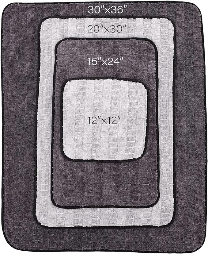 The Rag Company Gauntlet Car Drying Towel, Ultra-Absorbent 70/30 Blend Korean Microfiber, Dries Vehicles Faster Without Scratching, 900 GSM, 30x36 Inches, Ice Grey/Grey, 2-Pack
