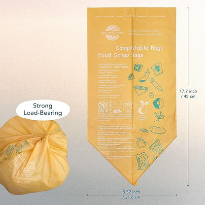 Compost Bags, Trash Bags 3 Gallon, Extra Thick, US BPI ASTM D6400 Certified Compostable Food Scrap Kitchen Waste Bags, 100 Count