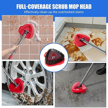 Spin Mop Refills Compatible with OCedar RinseClean 2-Tank System - 6-Piece Set Includes 4 Washable Microfiber Replacement Heads, 1 Base & 1 Small Gray Full Cleaning Brush - Floor Cleaning Accessories