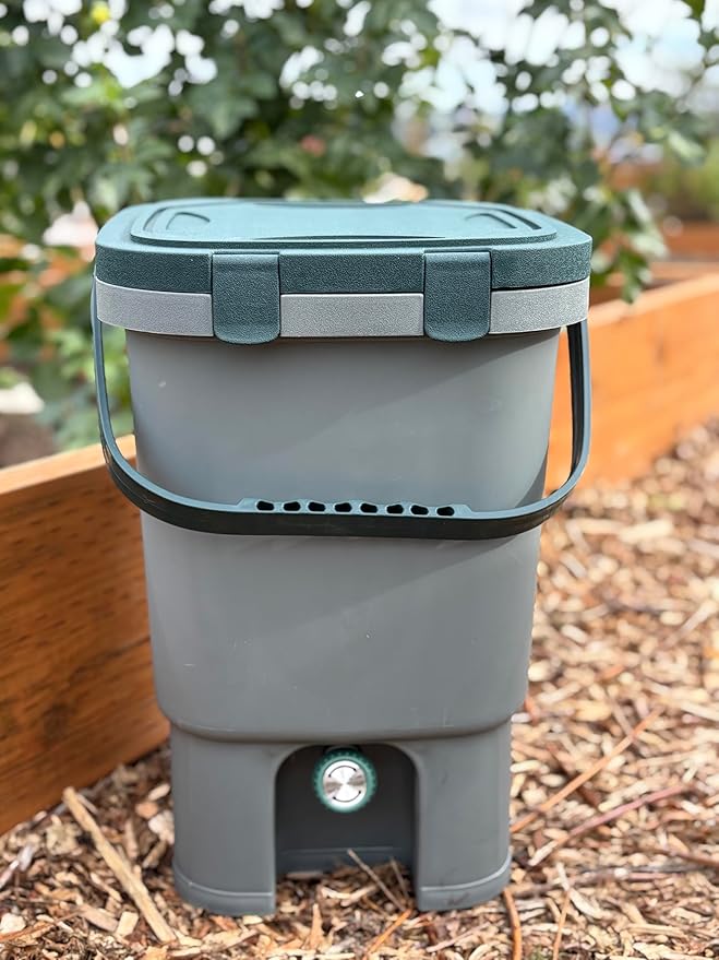 Easy Snap Lid Bokashi Compost Kit- Two Sets, 2.2 LBS Premium Bokashi Bran Included, Start to Turn Your Kitchen Waste into Organic Nutrients for Your Gardening (2)
