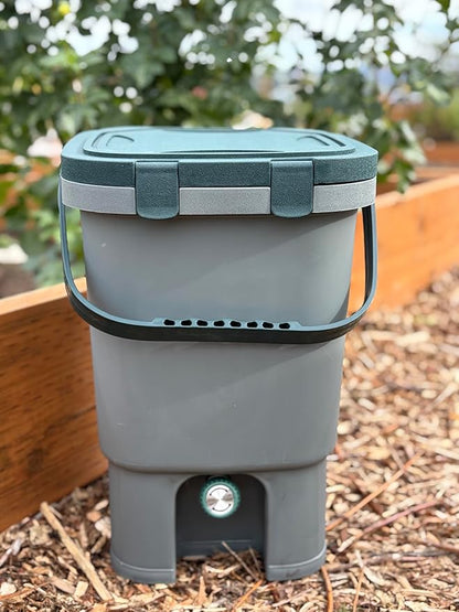 Easy Snap Lid Bokashi Compost Kit- Two Sets, 2.2 LBS Premium Bokashi Bran Included, Start to Turn Your Kitchen Waste into Organic Nutrients for Your Gardening (2)