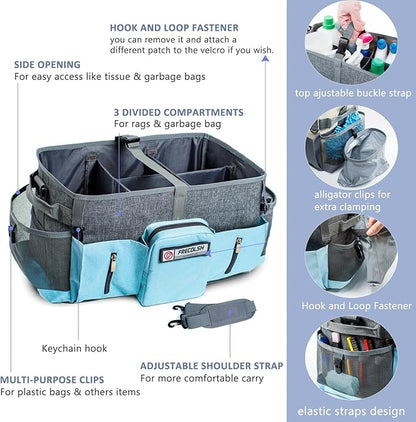 Large Cleaning Supplies Organizer-Cleaning Caddy Organizer With Handles & Shoulder Strap-Cleaning Bags for Cleaning Suppliers-Housekeepers Wearable Cleaning Tote Upgraded