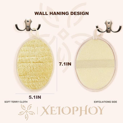 2PCS Natural Exfoliating Loofah Body Scrubber, Premium Loofah Exfoliating Body Scrubber for Bath, Made with Natural Shower Loofah Sponge, Shower Exfoliator for Women and Men