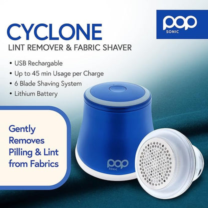 Fabric Shaver, Lint Remover Electric (Royal Blue) – Rechargeable, 6 Blade System, Fabric Lint Shaver w/LED Light | One-Touch Activation Pill Shaver for Clothes - Electric Lint Remover Fabric Shaver