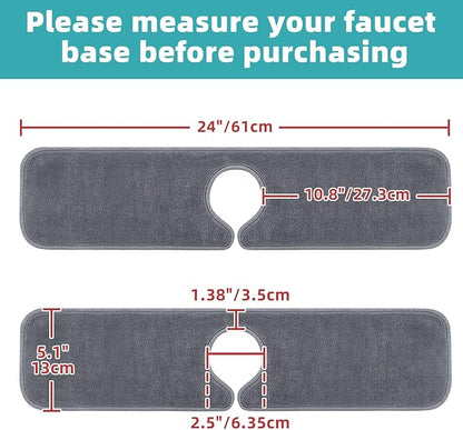 PoYang 4 Pack Faucet Mat for Kitchen Sink Splash Guard Long: Super Absorbent Microfiber Sink Water Splash Guard Behind Kitchen Faucet Mat for Bathroom, RV Protector, Machine Washable 24'' x 5.1''