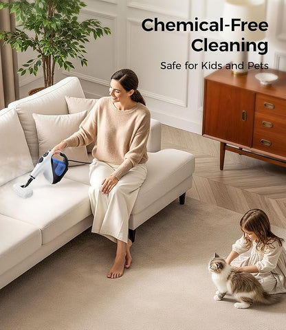 Handheld Steam Cleaner for Home 3s Instant Heat-Up No Need to Wait, Upgrade 2 LB Light Weight Easy Refill Portable Steamer Cleaner for Furniture Couch Grout Walls Kitchenware (White)