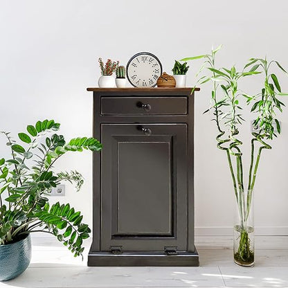 Peaceful Classics Tilt Out Trash Cabinet - Wooden Pull Out Cabinet, Decorative Trash Bin for Kitchen, Bedroom, & Home Patio (Black)