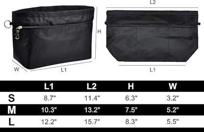 Vercord Handbag Purse Tote Pocketbook Organizer Insert Zipper Closure 11 Pockets 3 Sizes Many Colors
