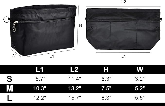 Vercord Handbag Purse Tote Pocketbook Organizer Insert Zipper Closure 11 Pockets 3 Sizes Many Colors