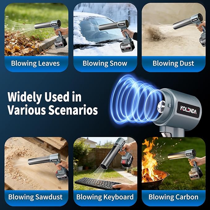 Handheld Cordless Lightweight Powerful Car Dryer Air Blower with 1800G & 335MPH Powerful, Air Duster Electric Leaf Blower Cleaning Dryer Turbo for Patio Cleaning, Lawn Care and Car Drying