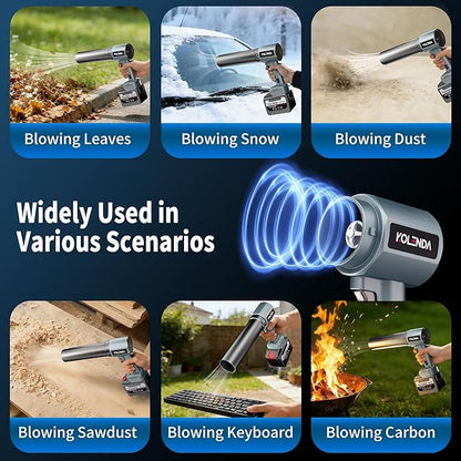 Handheld Cordless Lightweight Powerful Car Dryer Air Blower with 1800G & 335MPH Powerful, Air Duster Electric Leaf Blower Cleaning Dryer Turbo for Patio Cleaning, Lawn Care and Car Drying