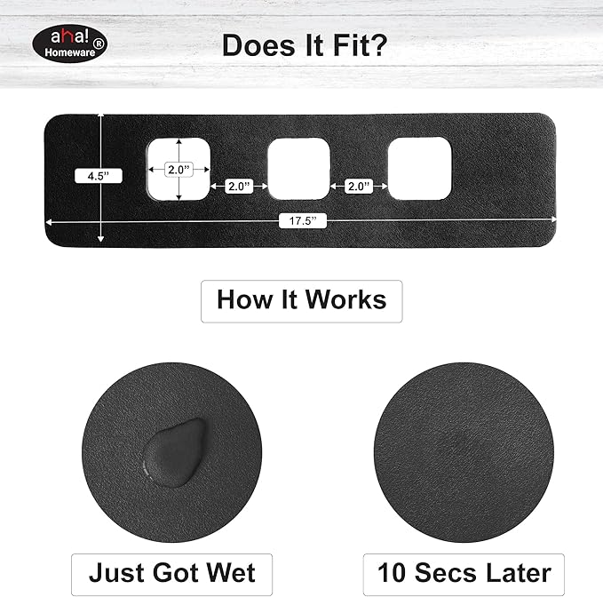 Faucet Mat Bathroom Sink 3-square-hole : AHA HOMEWARE Diatomite Rubber Bathroom Sink Splash Guard 3 Square Hole 2 Pack (Black)