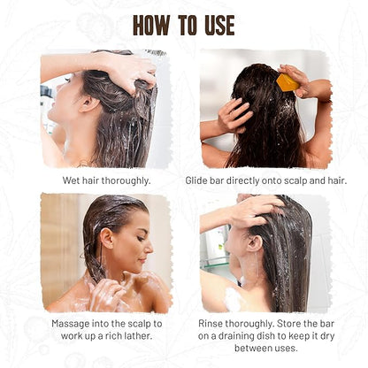 Herbishh Shampoo Bar for Hair Growth – Strengthening & Nourishing, Solid Soap for Thinning Hair, Paraben-Free & Sulfate-Free, 3.53 oz (Caster Oil Shampoo, Pack of 1)