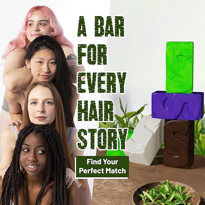Herbishh Shampoo Bar for Hair Growth – Strengthening & Nourishing, Solid Soap for Thinning Hair, Paraben-Free & Sulfate-Free, 3.53 oz (Tea Tree & Mint Shampoo, Pack of 1)
